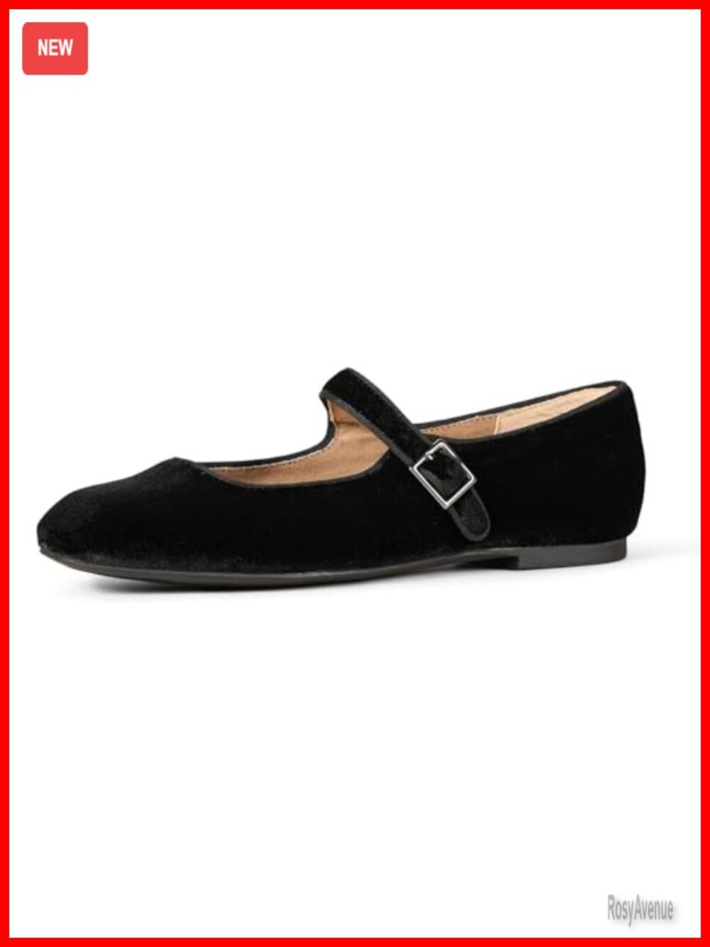 Women's Square Toe Mary Jane Ballet Flats Faux Suede Comfortable Non Slip Shoes
